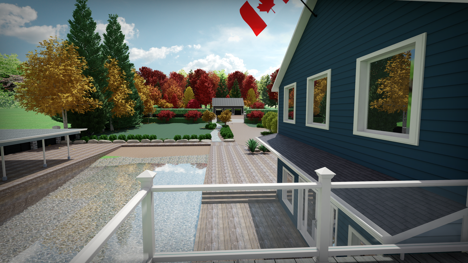 3D render of permeable surfaces viewed from an upper deck